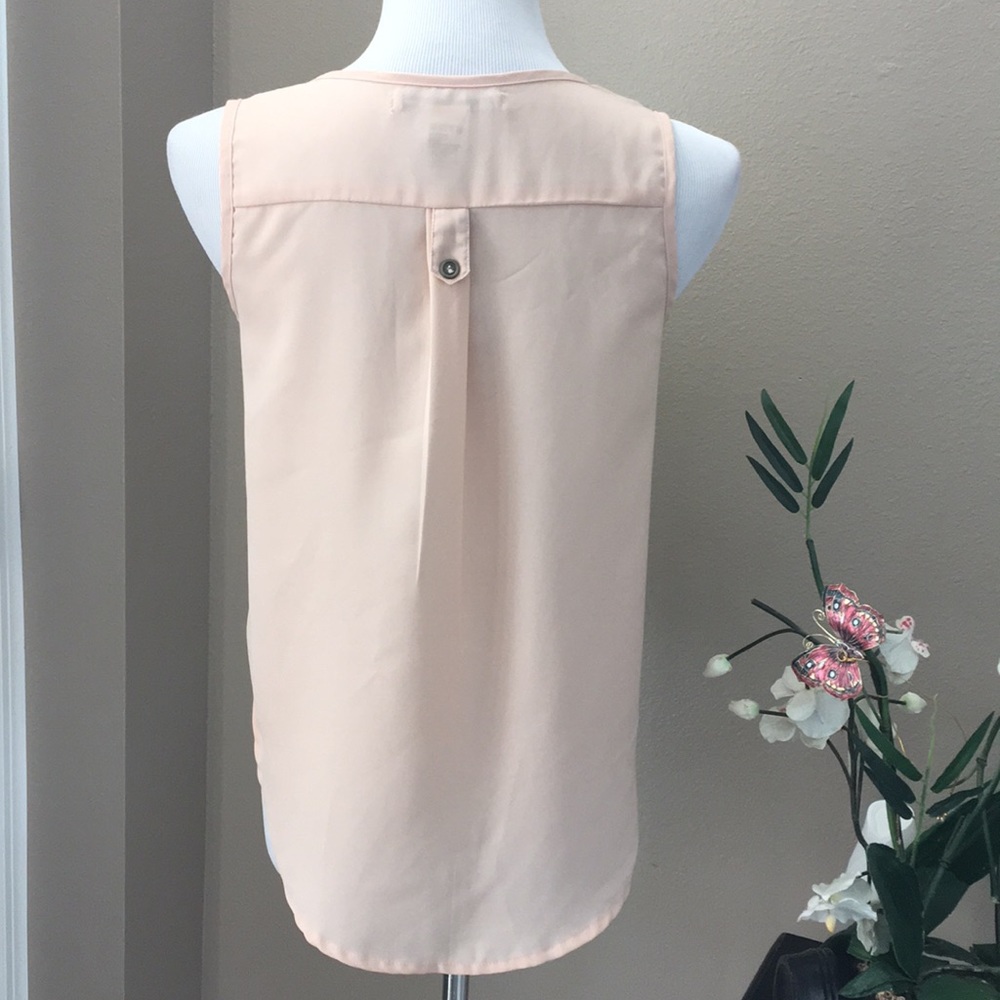 Peach Sleeveless Top Bling Pockets - Picture 4 of 6
